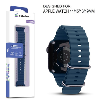 echelon ComfyFit Silicone Strap for Apple Watch Series 9 45mm/Watch Series 10 46mm / Watch SE (2022) 44mm - Dark Blue, Apple Watch Accessories