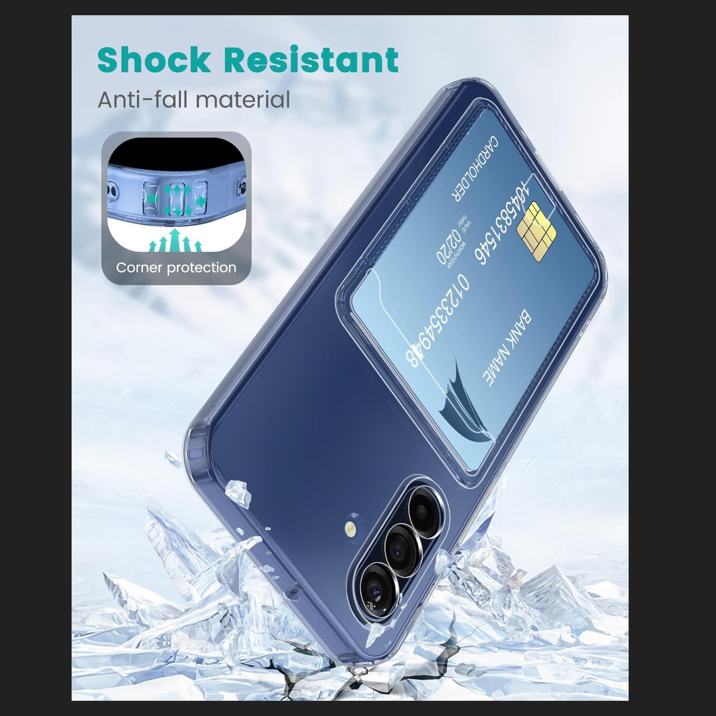 For Samsung Galaxy A17 5G Clear Slim TPU Phone Case with Credit Card Slot Back, Transparent Protective Shockproof Case Cover