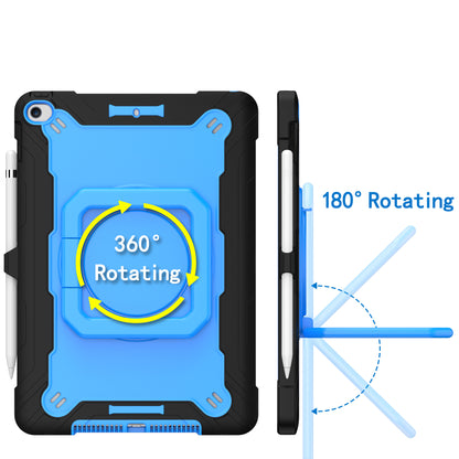 For Tough Hybrid 3 in 1 Case with 180° Rotating Kickstand, Adjustable Shoulder Strap, Shockproof TPU Rubber PC Black / Blue Tablet Case Cover