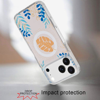 For Apple iPhone 17 Pro Max Stylish Pattern Fashion IMD Printed Design TPU Double Layer Slim Shockproof with Magnetic Back Case Cover Tropical Flowers