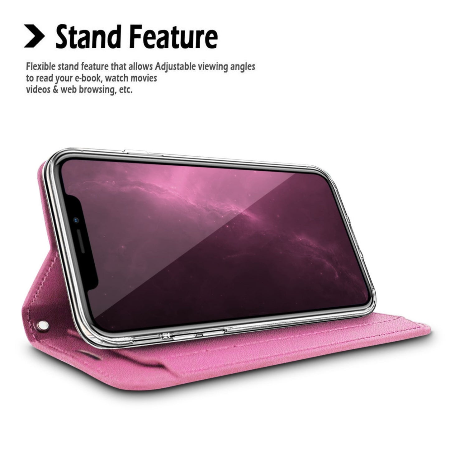 Phone Case for Samsung Galaxy S24 Ultra Wallet Credit Card Holder Leather Grip Shockproof Hybrid Protective Style Durable Flip Pouch Cover Hot pink