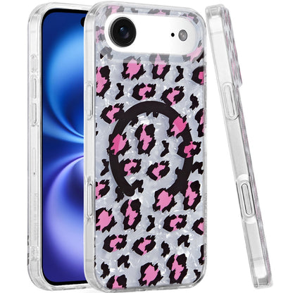 For Apple iPhone 17 AIR Stylish Pattern Fashion IMD Printed Design TPU Double Layer Slim Shockproof with Magnetic Back Case Cover Pink Leopard Skin