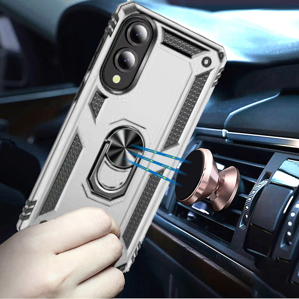 For Samsung Galaxy S25 EDGE Hybrid Shockproof Durable 360 Degree Rotatable Ring Stand Holder Kickstand Fit Magnetic Car Mount Case Cover