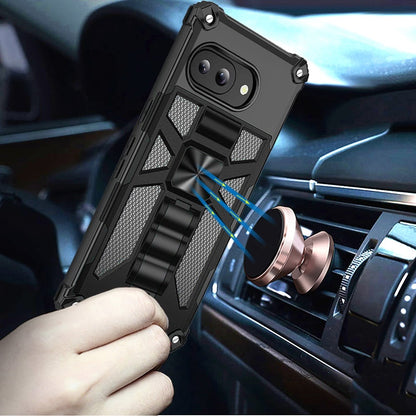Phone Case for Google Pixel 10A Hiden Kickstand Shockproof Rugged Armor Grip Hybrid Heavy Duty Anti Slip Protective Durable Machine Style Cover
