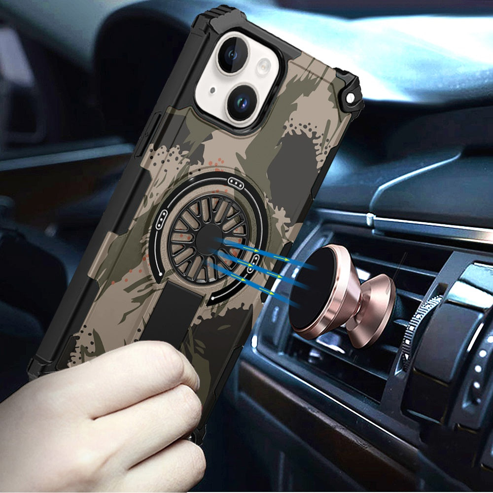 For Apple iPhone 17 Pro Max Magnetic Invisible Kickstand Holder with CD Texture Design, Shockproof Hybrid Military Grade Heavy Duty Case Cover