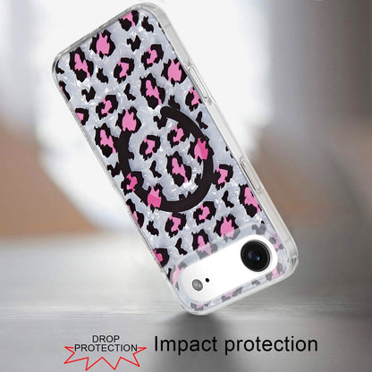 For Apple iPhone 17 Pro Max Stylish Pattern Fashion IMD Printed Design TPU Double Layer Slim Shockproof with Magnetic Back Case Cover Pink Leopard Skin