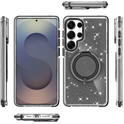 For Samsung Galaxy S26 Ultra Slim Bling Glitter Sparkly Shimmer Hybrid with Magnetic Ring and 360° Rotational Stand [Compatible with Magsafe] Case Cover
