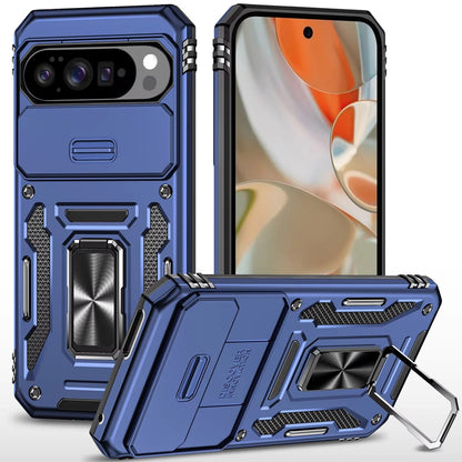 For Google Pixel 10 /Pixel 10 Pro Tough Hybrid Case with Movable Camera Window & Metal Ring Stand Shockproof Case Cover
