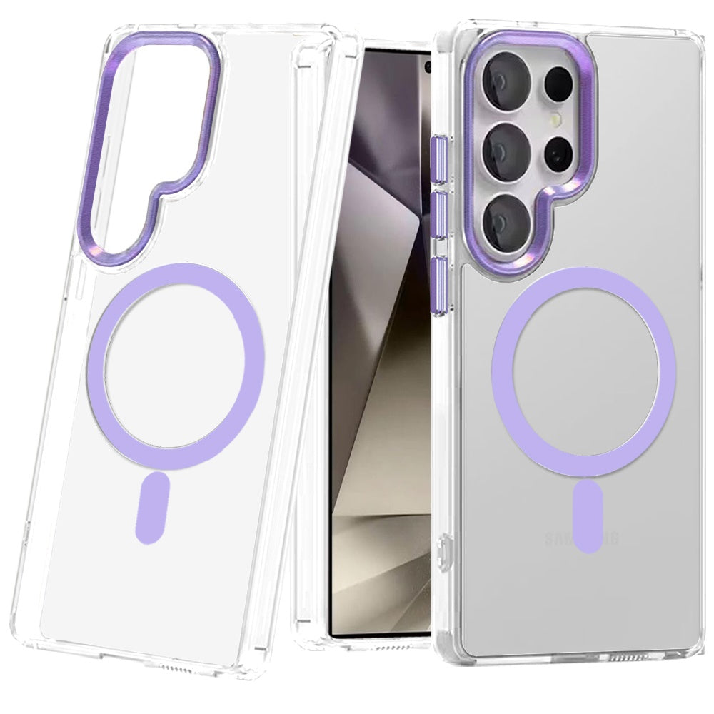 For Samsung Galaxy S25 Ultra Clear Transparent Case Matching Circle Design, Hybrid TPU Hard Shell, Support Magsafe Charger Case Cover