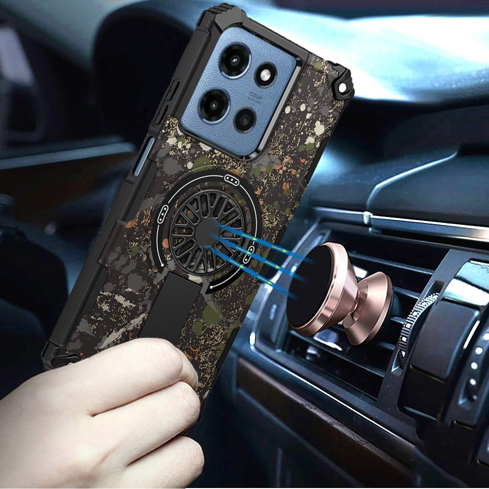 Phone Case for Motorola Moto G 5G 2026 / 2025 Stylish Design Magnetic Car Mount Friendly Hybrid Rugged Grip Shockproof Kickstand Textured Armor Durable Cover Natural Splash Paint