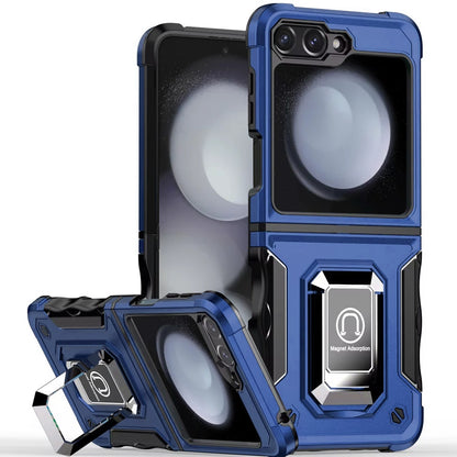 For Samsung Galaxy Z Flip 7 FE Hybrid Stand Magnetic Ring Holder Kickstand Heavy Duty Rugged Drop Silicone & Hard PC Shockproof Case Cover