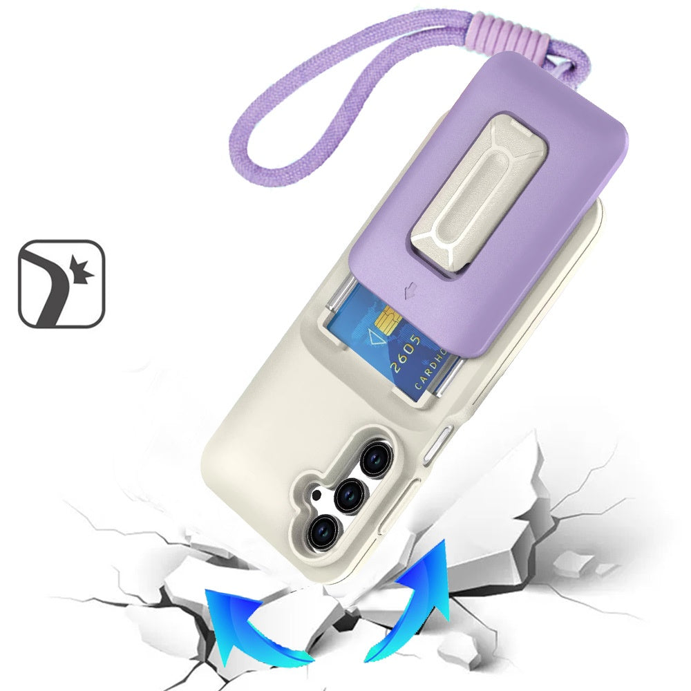 For Samsung Galaxy S25 Ultra Wallet Case with 2- Credit Card Holder, Wrist Strap & Kickstand Hybrid Shockproof TPU Case Cover