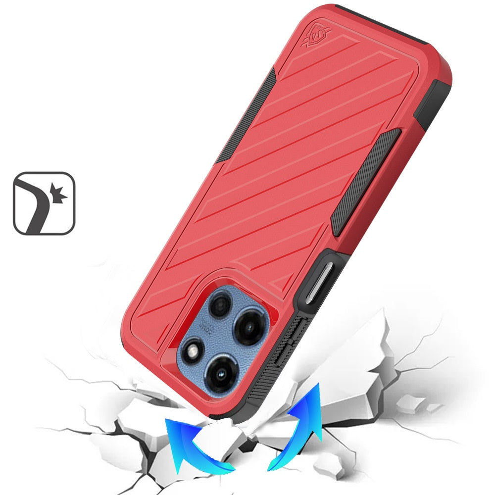 For Motorola Moto G Stylus 5G 2025 Rugged 2in1 Armor Combo Belt Clip Holster, Non-Slip Tough Hybrid lined Shockproof Case Case Cover Red