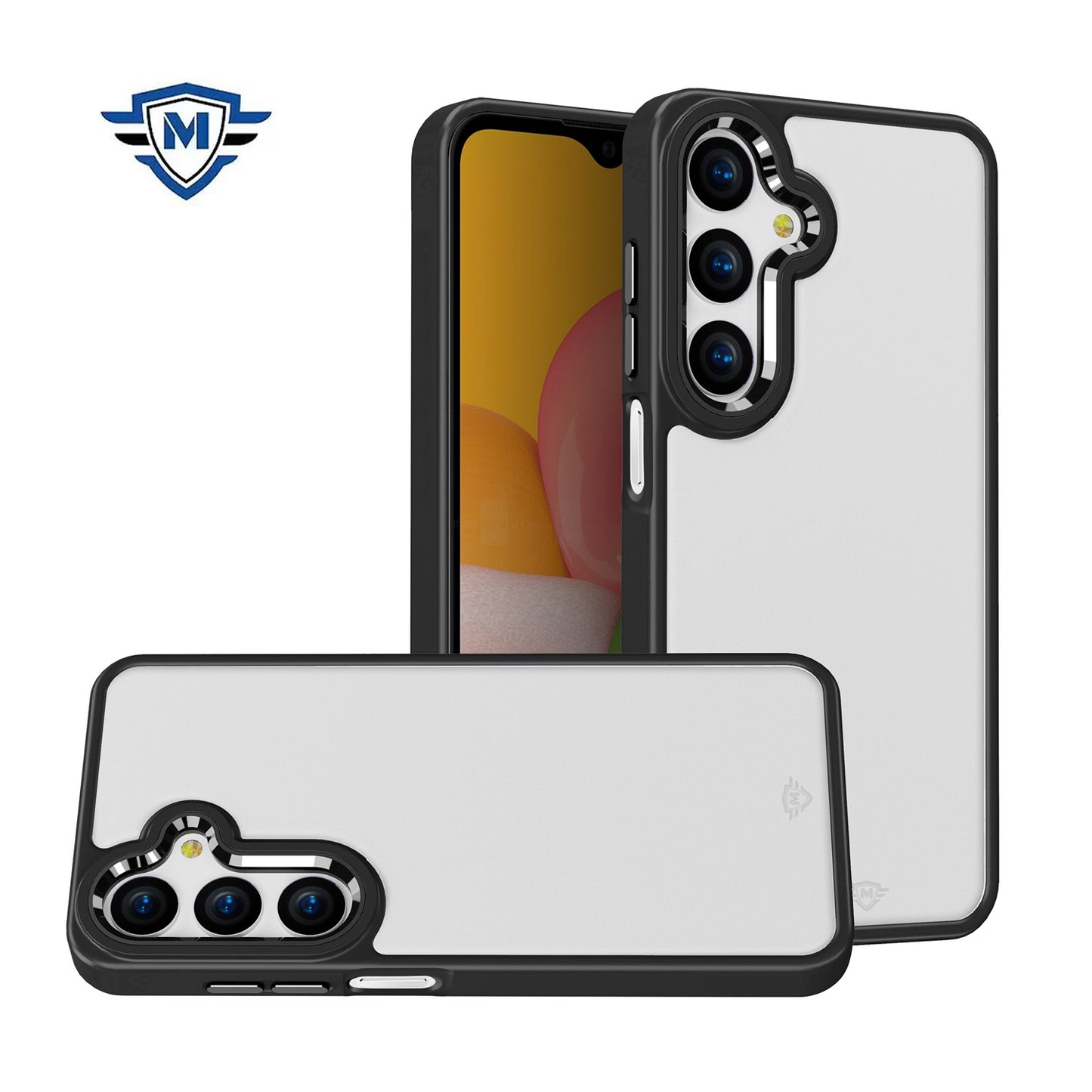 For Samsung Galaxy A36 Ultimate Heavy-Duty Shockproof Matte Acrylic Polished, Metal Buttons, Hybrid Bumper Thick Frame Case Cover Black