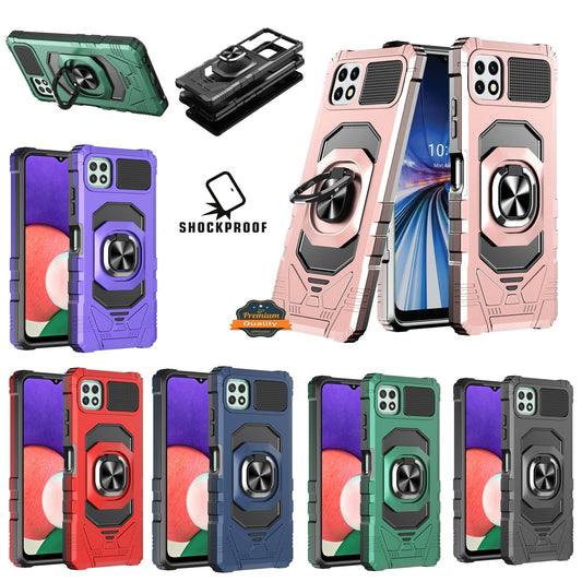 For TCL 60 XE Hybrid Dual Layer with 360° Rotate Magnetic Ring Stand Holder Kickstand TPU Rugged PC Shockproof Case Cover