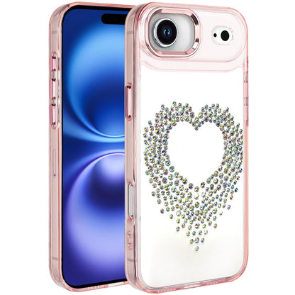 For Apple iPhone 17 Air (6.6") Angel Hearts Bling Glitter Diamond Hybrid TPU Cover, Colorful Frame Shockproof Protective Back Case Cover