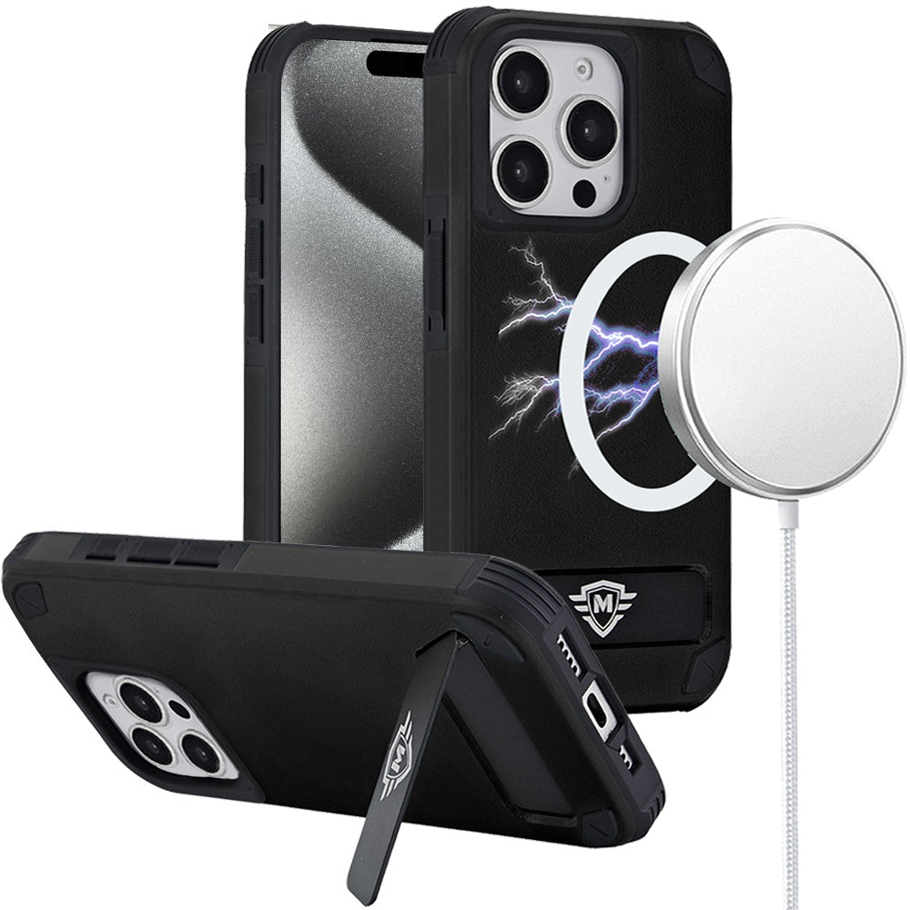 For Apple iPhone 16 (6.1") Heavy Duty Dual-Layer Rugged Protection, Shockproof Kickstand Tough Magnetic Compatible with MagSafe Case Cover