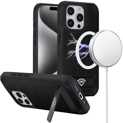 For Apple iPhone 15 Pro Max (6.7") Premium Heavy Duty Dual-Layer Rugged, Shockproof Kickstand Magnetic Compatible with MagSafe Case Cover