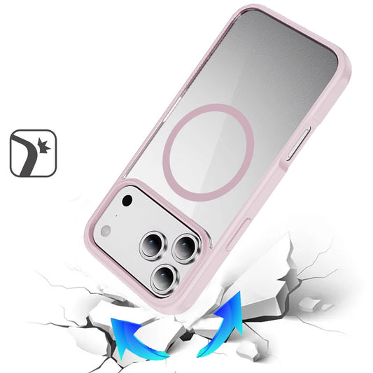 For Apple iPhone 17 Pro Max Magnetic Circle HQ Transparent Clear TPU Thick 2.0mm Frame Hybrid Shockproof Protector Case Cover