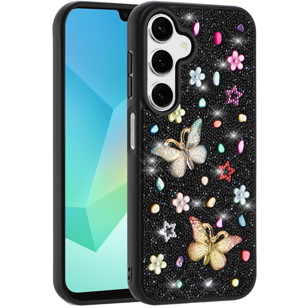 For Samsung Galaxy A36 Diamond Butterfly 3D Glitter Bling Design, Slim Hybrid Sparkle Protective Cover TPU for Women Girls Case Cover