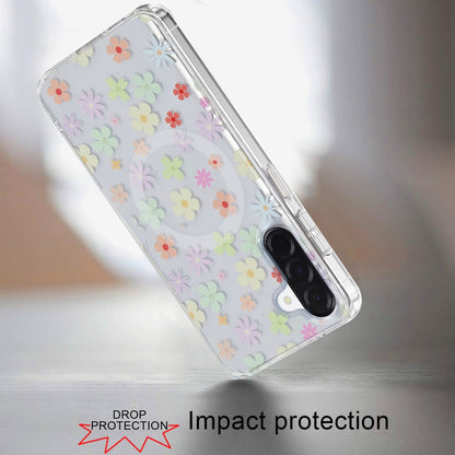 Phone Case for Samsung Galaxy A17 5G Shockproof Dual Layer TPU IMD Print Rugged Anti-Slip Grip Drop Protection Scratch Resistant Slim Fit Glossy Floral Heart Aesthetic Cover