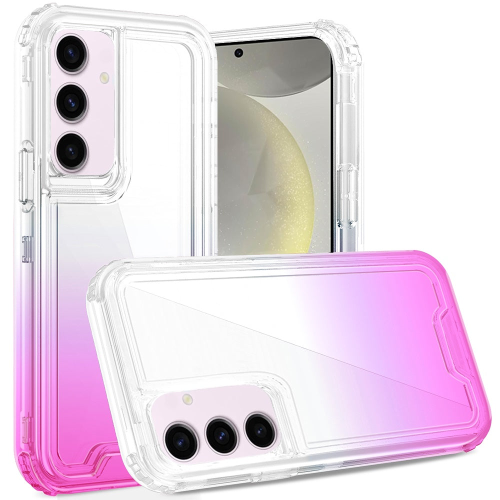 For Samsung Galaxy S25 Plus /S25+ /S24/Plus Hybrid 3-in-1 Clear Case - Two-Tone Transparent Shockproof TPU + Hard Protective Frame Case Cover Clear+Purple