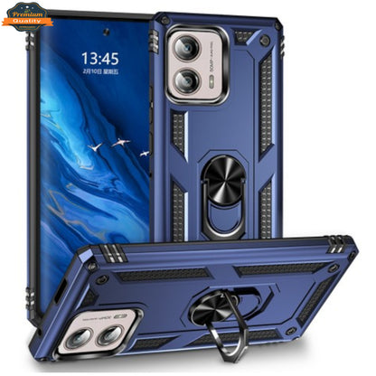 For Motorola Moto G Power 5G 2025 Shockproof Hybrid Dual Layer PC + TPU with Metal Ring Kickstand Heavy Duty Armor Shell Case Cover