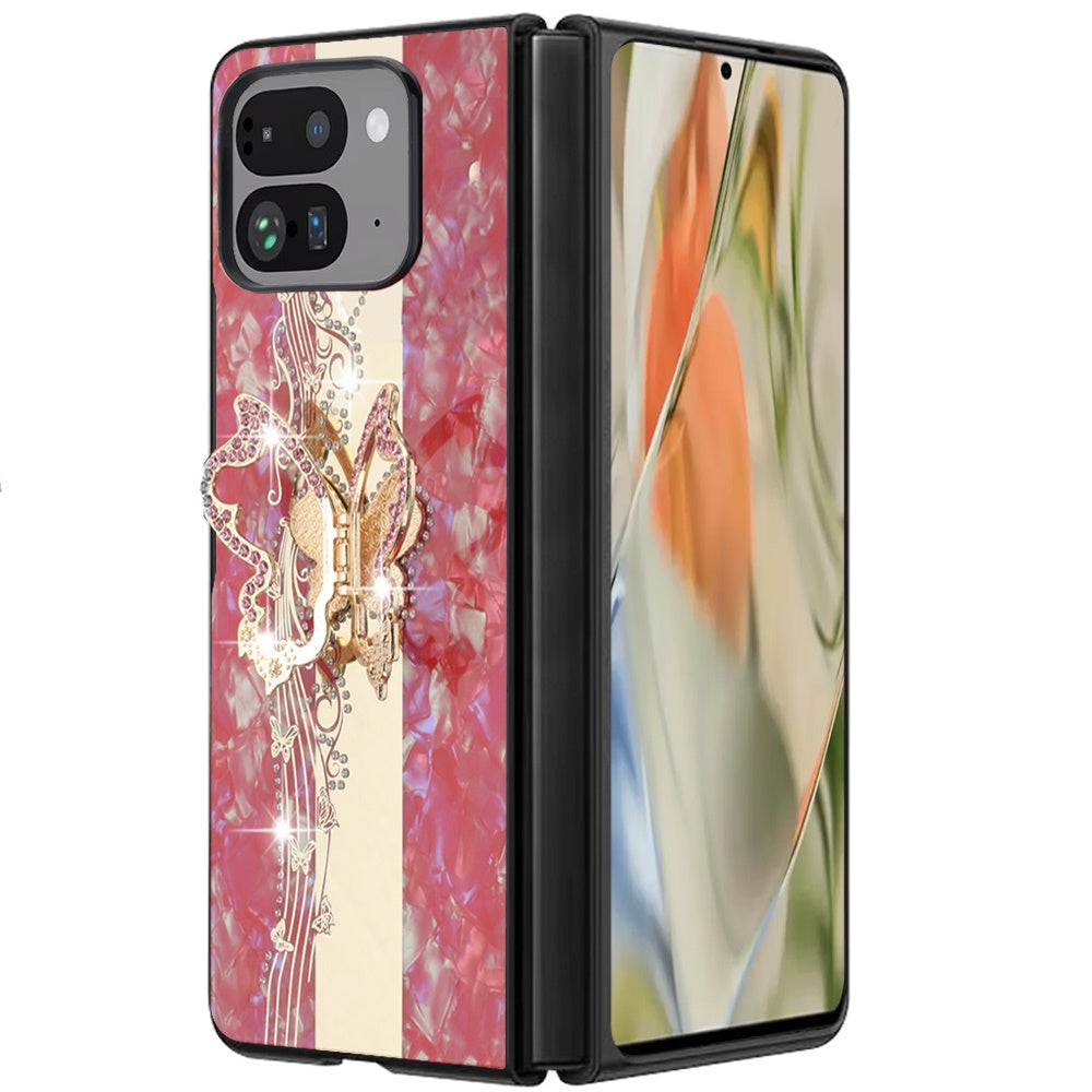 For Google Pixel 10 Pro Fold Diamonds 3D Fashion Bling Sparkly Glitter Ornaments Engraving Hybrid with Ring Stand Case Cover