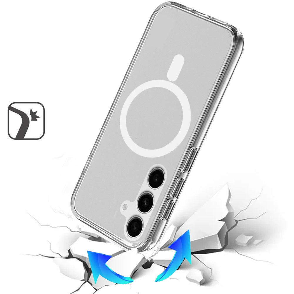 For Samsung Galaxy S26 MagSafe Compatible Transparent Hybrid Case with Magnetic Circle, Shock Absorption TPU Rubber Case Cover