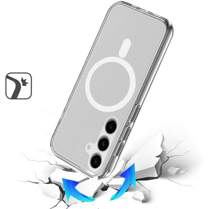 For Samsung Galaxy S26 MagSafe Compatible Transparent Hybrid Case with Magnetic Circle, Shock Absorption TPU Rubber Case Cover