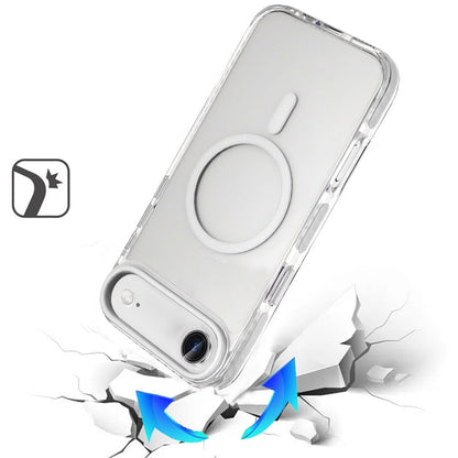 For Apple iPhone 17 Air (6.6") Transparent Hybrid with Color-Matched Magnetic Circle, Rubber TPU Frame Hard PC Shockproof Case Cover