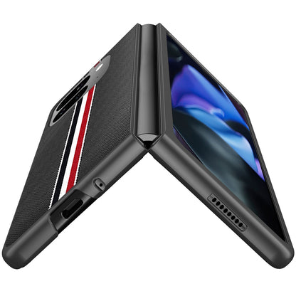 For Google Pixel 10 Pro Fold Velvet Fabric PU Vegan Leather, Premium Flip Design, Slim Snap-On Hard PC + TPU Case Cover Black