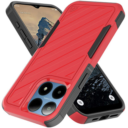 For Boost Mobile Summit 5G Hybrid lined shockproof dual layer Rugged 2in1 Hard PC & Silicone TPU Non Slip Textured Tough Armor Case Cover