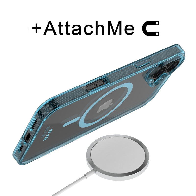 For Ultra-sleek Hybrid Slim Hard PC & TPU Compatible with MagSafe, Magnetic Protective Phone Case for Apple iPhone 16 - Transparent Blue Case Cover Blue