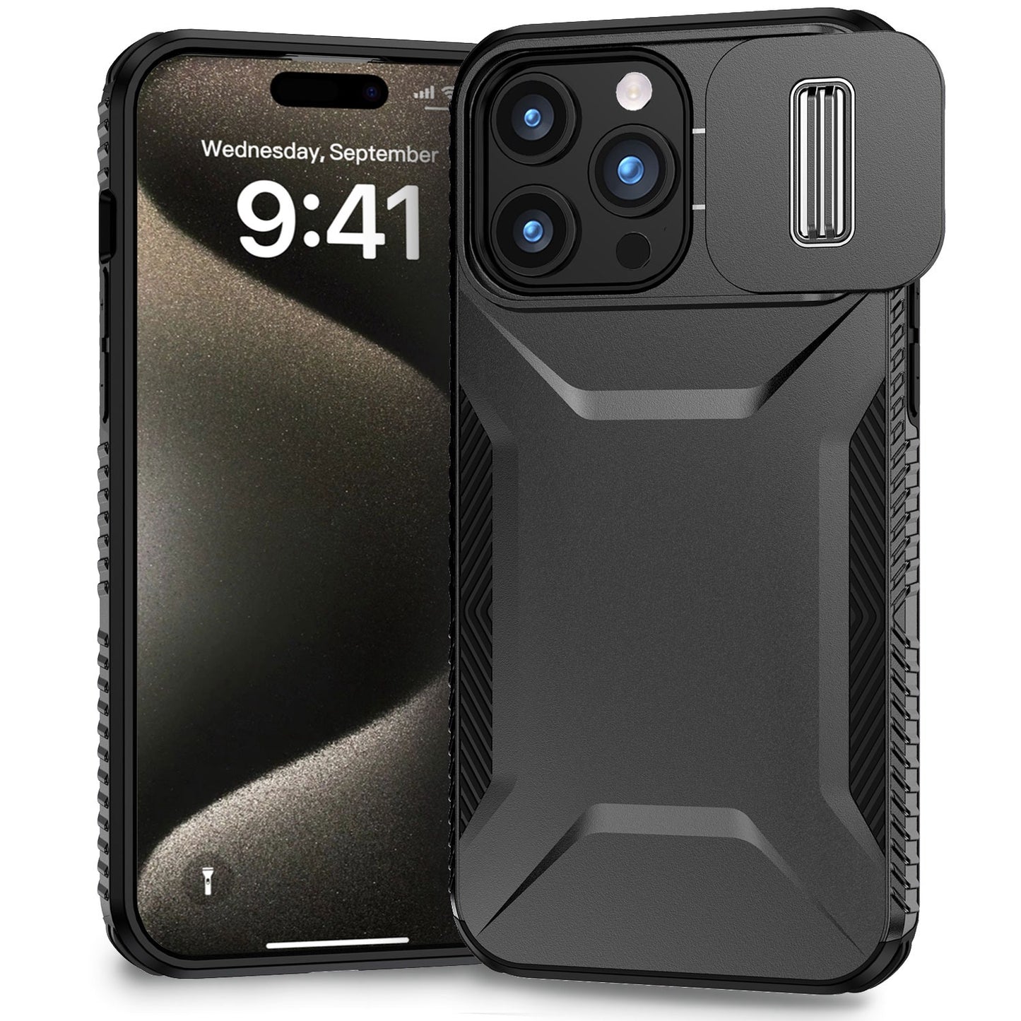 For Apple iPhone 17E /16E Slim Fit Shockproof Hybrid with Slide Camera Window Covering, Rugged Tpu Silicone Hard PC Bumper Case Cover