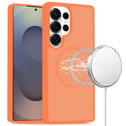 For Samsung Galaxy S25 Ultra MagSafe Compatible Case Hybrid Soft TPU Bumper Hard Translucent Matte Back Slim Shockproof Case Cover Cosmic Orange