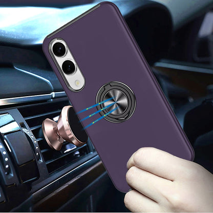 For Samsung Galaxy S25 EDGE Hybrid 360 Degree Rotatable Metal Invisible Ring Stand Holder Slim Fit Magnetic Car Mount Shockproof Case Cover
