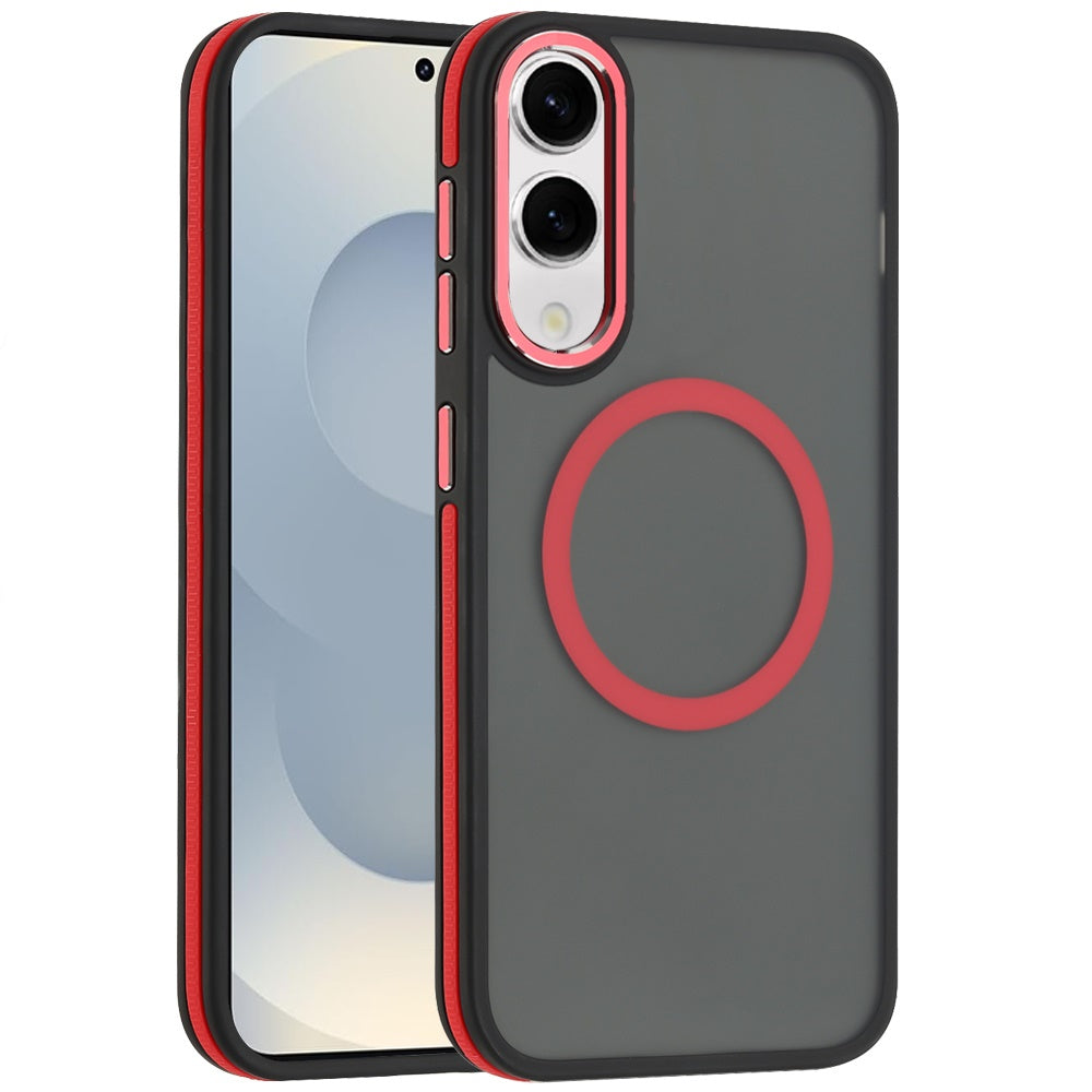 For Samsung Galaxy S25 EDGE Frosted Translucent Back Hybrid Case with Magnetic Circle; MagSafe Compatible, Military Grade Shockproof, Slim Design Case Cover