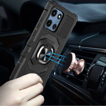 For Motorola Moto G 5G 2026/2025 Hybrid Dual Layer with 360° Rotate Magnetic Ring Stand Holder Kickstand TPU Rugged PC Shockproof Case Cover Grey