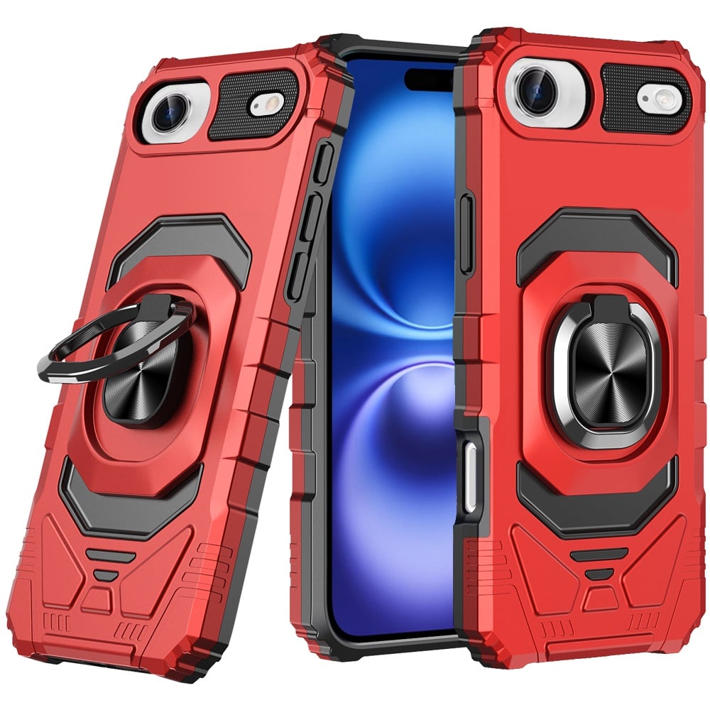 For Apple iPhone 17 Air (6.6") Hybrid Dual Layer with 360° Rotate Magnetic Ring Stand Holder Kickstand TPU Rugged PC Shockproof Case Cover