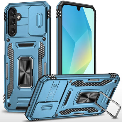 For Samsung Galaxy A16 5G Hybrid Case with Rotation Ring Stand Shockproof & Slide Camera Window TPU Armor Drop-proof Case Cover