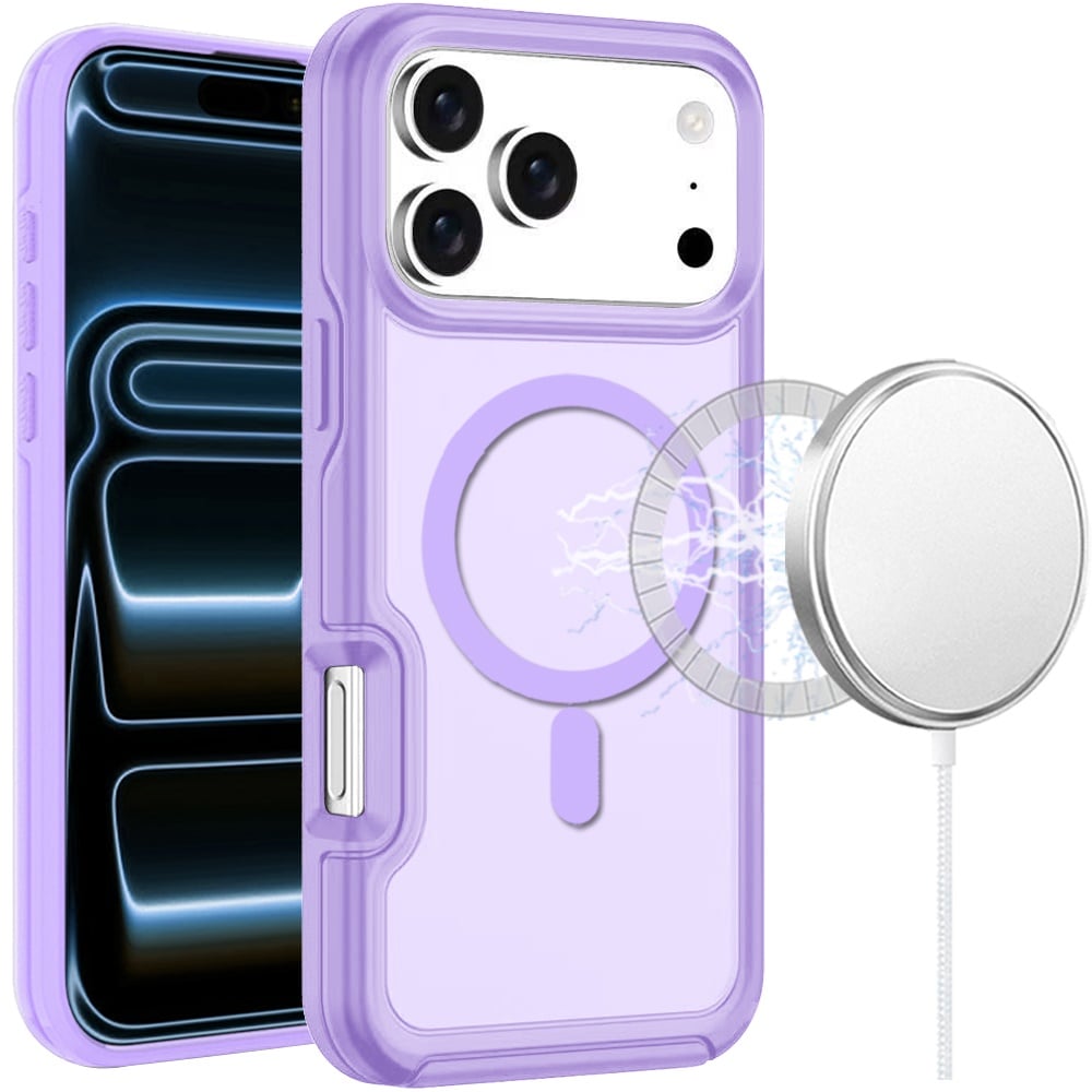 For Apple iPhone 17 Pro (6.3") Slim & Durable Compatible with MagSafe Hybrid Shockproof Glossy Oil Protective Dual Layer TPU + PC Case Cover