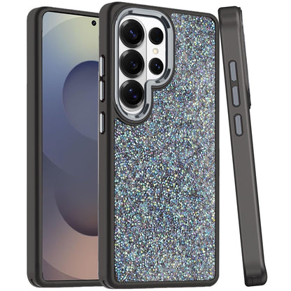 For Samsung Galaxy S25 Ultra Crystal Sparkle Diamond Glass Full Mini Glitter Bling Frame TPU Hybrid Protective Case Cover