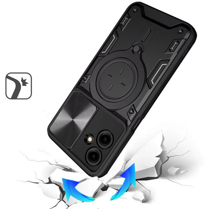 For Samsung Galaxy A07 Hybrid Magnetic 360° Ring Kickstand, MagSafe Compatible, Durable Full Camera Lens Protection Case Cover