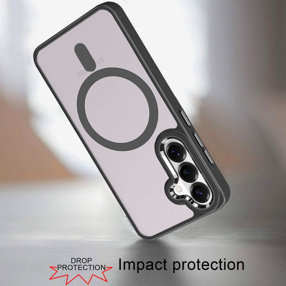 For Samsung Galaxy S26 Ultra MagSafe Compatible Transparent Greatest Clear Acrylic with Color Frame Thick Hybrid TPU Hard Case Cover Black
