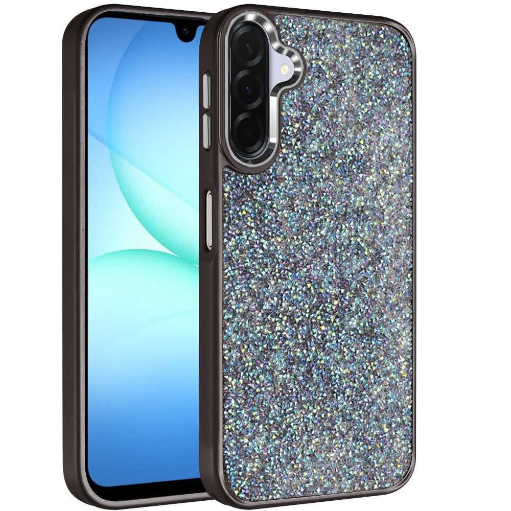 For Samsung Galaxy A17 5G Crystal Sparkle Diamond Glass Full Mini Glitter Bling Frame TPU Hybrid Protective Case Cover