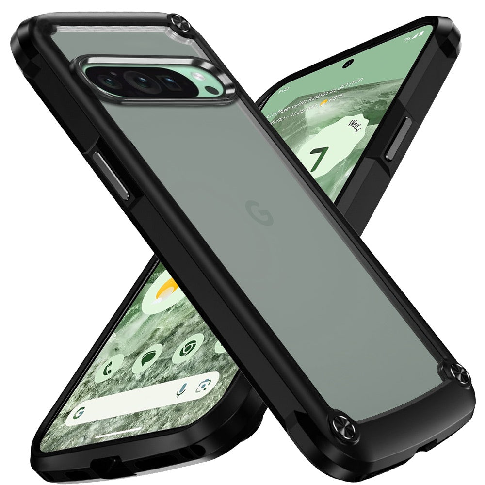 For Samsung Galaxy A36 Hybrid Transparent Rubber with Metal Buttons & Camera Edges Hard TPU Corner Frame Bumper Case Cover