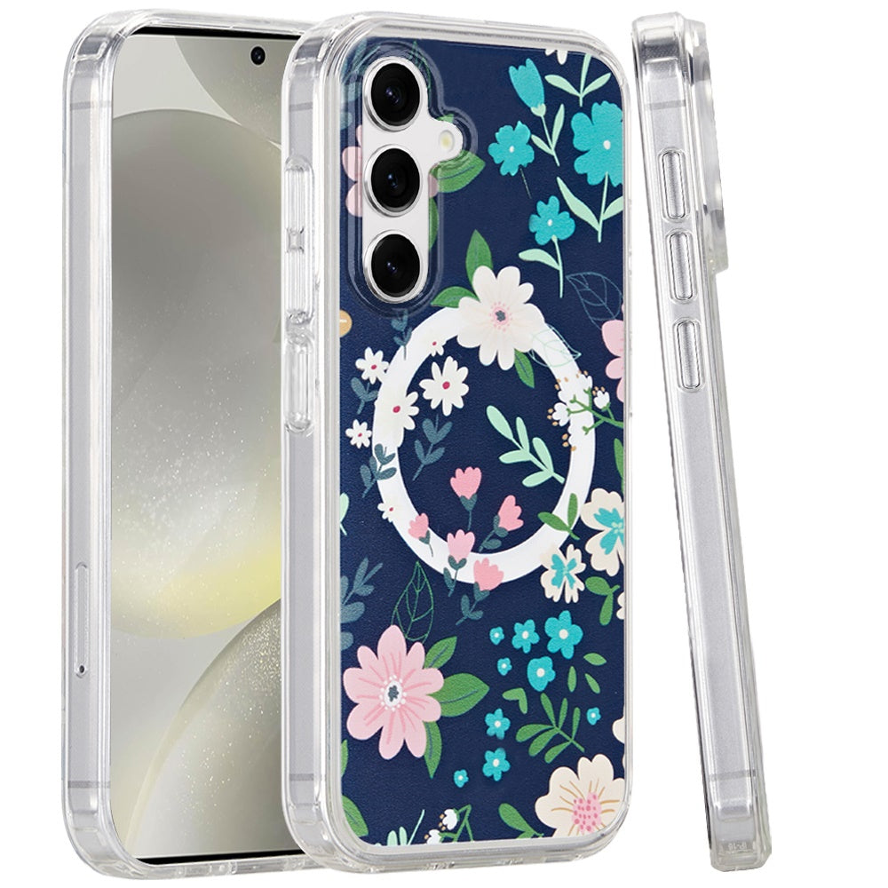 For Samsung Galaxy S25 /S24 Cute Fashion Pattern Design, Durable Shockproof Slim TPU Hard Back, MagSafe Compatible Case Cover Galaxy Floral