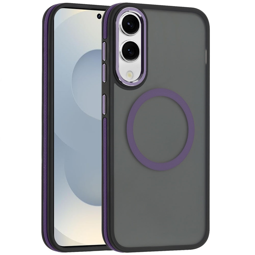 For Samsung Galaxy S25 EDGE Frosted Translucent Back Hybrid Case with Magnetic Circle; MagSafe Compatible, Military Grade Shockproof, Slim Design Case Cover