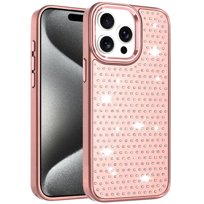 For Apple iPhone 15 Pro Max Bling Diamond Metallic, Full Sparkle Chrome Edged Hybrid Protective Shockproof Case Cover